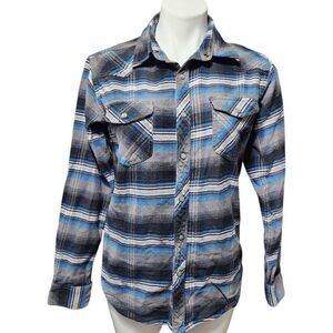 Black Jack men's plaid flannel cotton pearl snap front shirt small